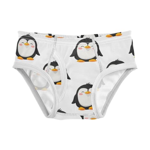 CHIFIGNO Cute Cartoon Penguins White Briefs for Boys Soft Cotton Underwear Toddler Boys Breathable Briefs Underwear