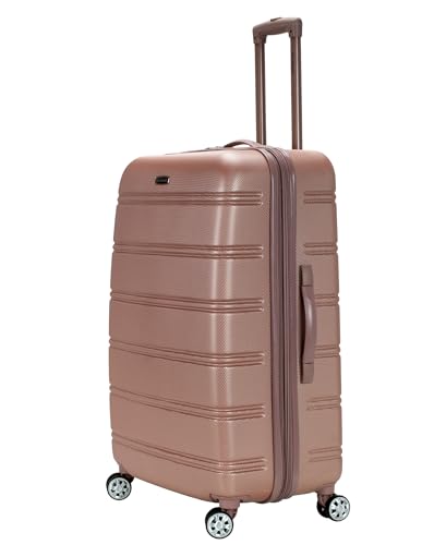 Image of Rockland Melbourne Hardside Expandable Spinner Wheel Luggage, Checked Large 28 inch, Rose Gold