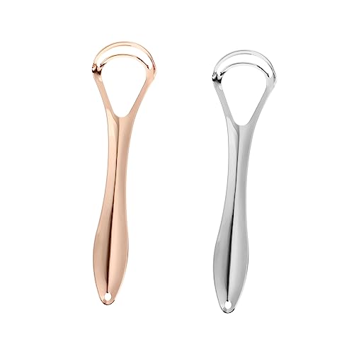 WOFASHPURET Scrapers for Adults 2pcs Double Layer Stainless Steel for Fresh Breath