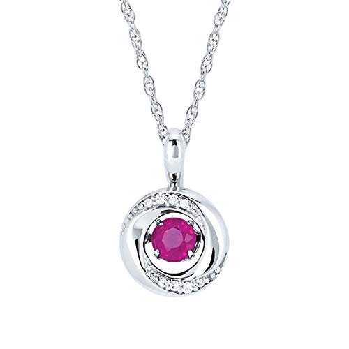 Brilliance in Motion 925 Sterling Silver 1/5 Carat Dancing Ruby July Birthstone & Diamond Accent Knot Pendant Necklace with 18