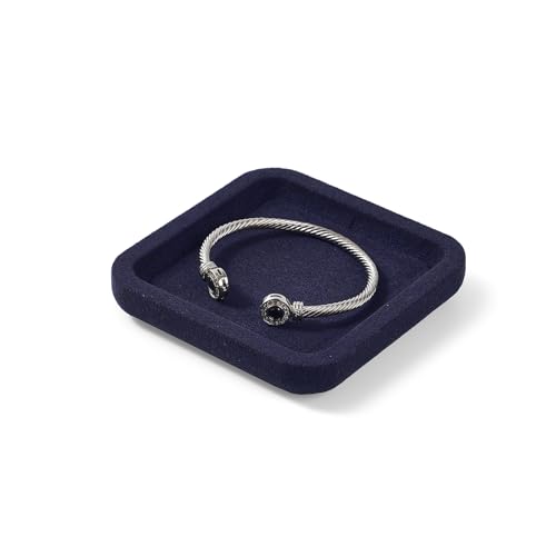 Microfiber Jewelry Trays Stackable Jewelry Display Tray Square Jewelry Bracelet Necklace Tray Organizer Ring Earring Necklace Organizer Tray Jewelry Trays For Drawers (Blue