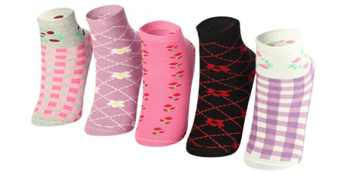 Image of Kids Girls Socks | Soft Cotton, Comfortable, Multicolor Printed Socks for Girls - Pack of 5 Pairs