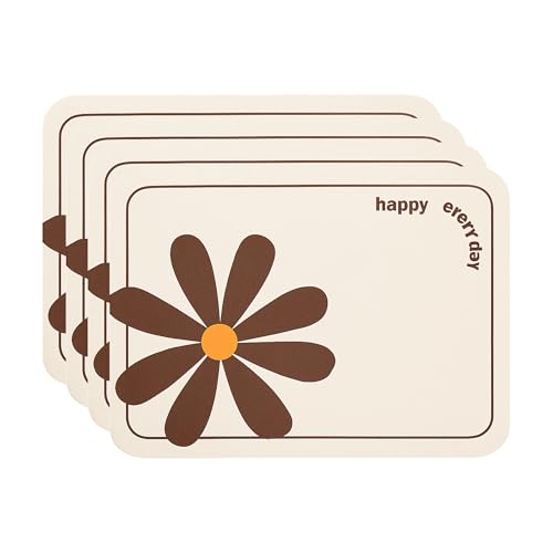 Image of YELONA Leather Dining Table Placemats Set of 4 - Waterproof, Heat Resistant, Anti-Slip, Easy to Clean Table Mats for Dining Table, Kitchen & Home Decor (Chocolate Brown, 40 x 30 cm)