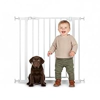 hauck Open N Stop 2, Weiß - Kinderschutzgitter Hundegitter, Verstellbare Breite 75-80 cm, 77 cm Hoch, Beidseitige Einhand Öffnung, ohne Bohren, für Innen