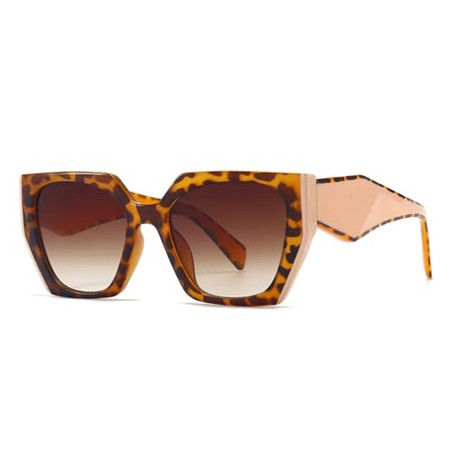 Lunettes de soleil carrées LVTFCO monture épaisse thé léopard pour hommes et femmes