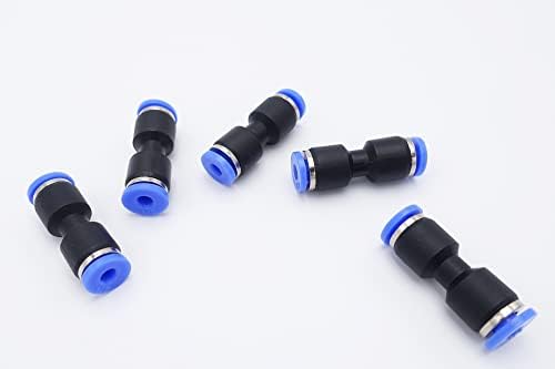 IVLPHA Push to Connect Fitting 1/8" Tube OD, Pneumatic Air Water Straight Union Two Way Connector/Coupler (Pack of 5)