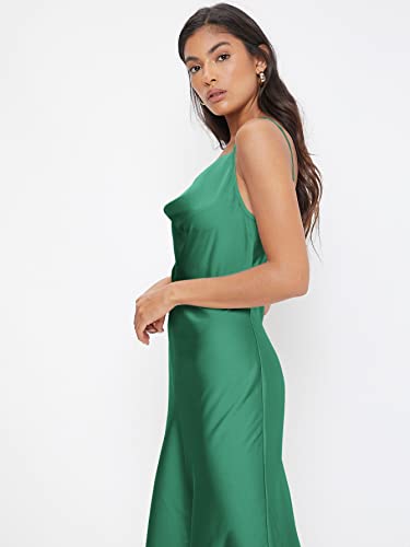Image of Floerns Women's Spaghetti Strap Cowl Neck Long Slip Satin Silk Midi Dress