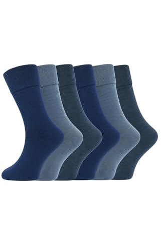 ARG 6 Pairs Men's Non-Elastic Diabetic Socks | Easy Grip, Soft Loose Top | Rich Cotton | UK Size 6-11 (Multicoloured, one size)