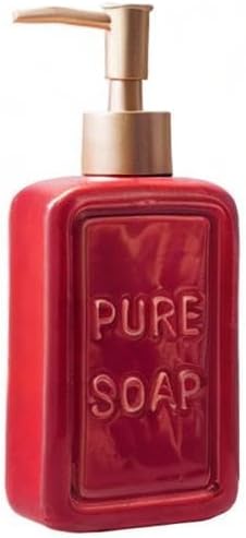 Miniatura 7 de Botella de loción con dispensador de jabón retro de cerámica roja con bomba