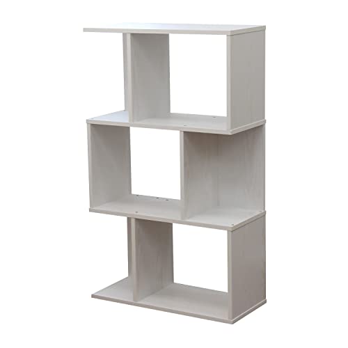 マナベインテリアハーツ 幅62 奥行28 高さ106 オープンシェルフ ディスプレイラック 本棚 飾り棚 間仕切り 3段 おしゃれ モジュールシェルフ ホワイト