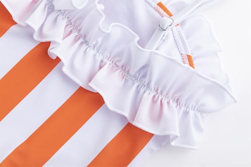 Image of LIZENS Girls Swimwear One Piece Striped 2-12Years Ruffle Trim Flounce Beach Bathing Suit for Kids