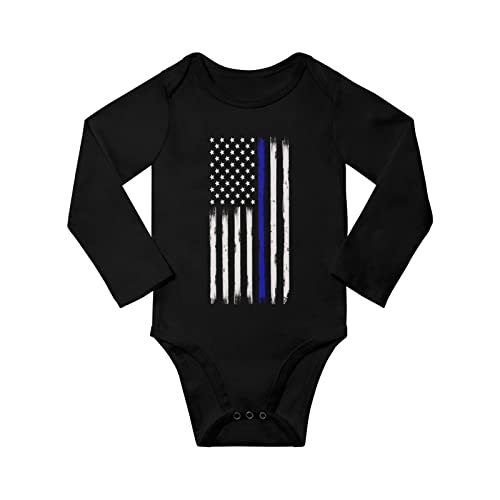MAMINA Newborn Babys Boy s & Girl s Blue Line Bodysuit Onesies,Long Sleeve Unisex Infant Romper Jumpsuit Outfits,Black,12 Months