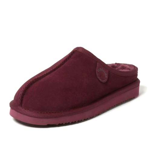 Image of Fireside by Dearfoams Women's Greta Genuine Shearling Clog Slippers, 100% Natural Suede Clogs for Outdoor & Indoor