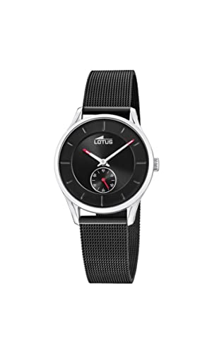 Montre femme Lotus noir en acier étanche pour le quotidien actif