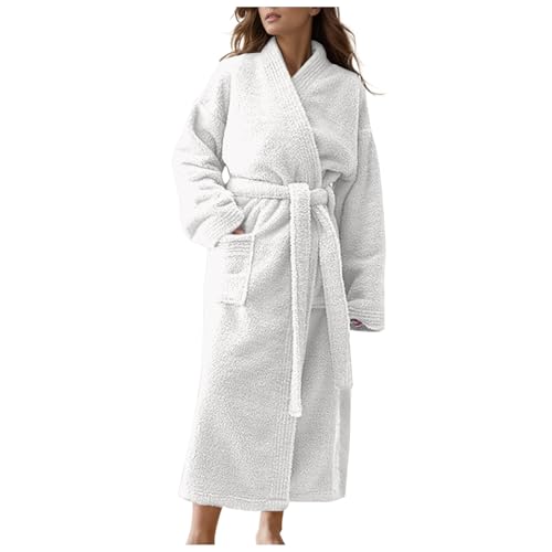 2026 novedades en ropa de mujer vestido de verano damas invierno terciopelo acolchado bata larga albornoz, Blanco, M