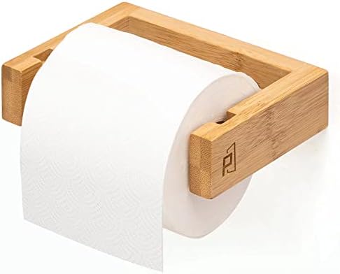 PYINRUOLI Bamboo Wall Mounted Toilet Paper Holder,Wooden Toilet Paper Holder ,Adhesive Bathroom Tissue Holder,Wood Toilet Paper Roll Holder Tissue Holder for Bathroom