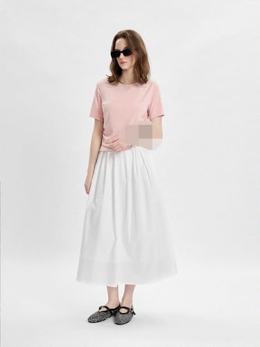 Women’s A-Line Summer Midi Skirt, High-Waisted Cotton Casual Long Skirt2