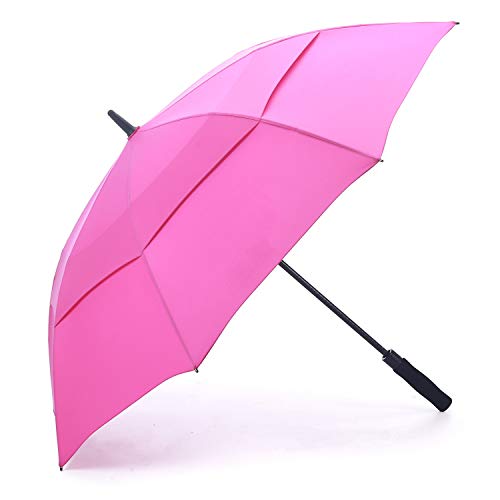 Rumbrella Golf Umbrella Windproof Double Canopy Uv Umbrella Upf 50+ Auto Open 55In, Hot Pink #TOP10