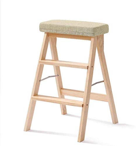 Escalera Paso sólida de Madera Plegable heces Inicio Taburete Multifuncional Creative Kitchen Taburete Alto Bench 40 x 20 x 64cm QIQIDEDIAN (Color : T)