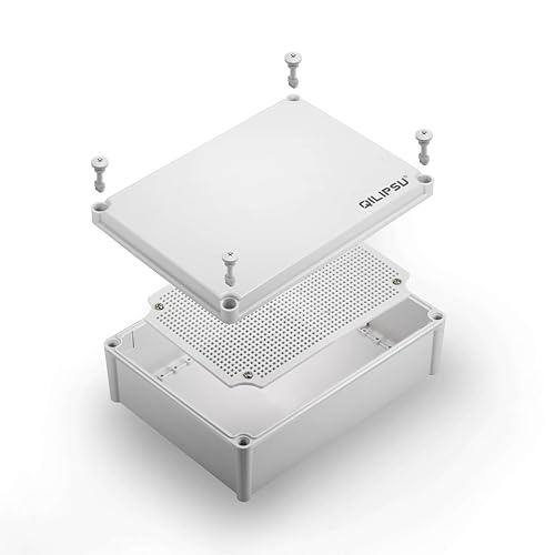 Boîte de jonction extérieure étanche IP67 boîtier plastique ABS gris QILIPSU 280 x 190 x 130 mm