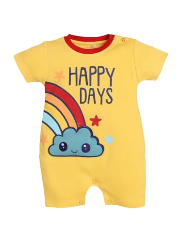 Image of BabyGo Baby Half Sleeve Rompers 100% Cotton Rompers for New Born Baby Boys|Daily Suits for Baby Boys & Girls| 6X9M|GREY-YELLOW|Onesies| Infant Clothes | Pack of 2