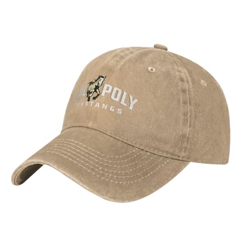 Cal Poly Mustangs Adult Adjustable Classic Washed Casquette Cap Hat Baseball Cap for Man Woman Natural