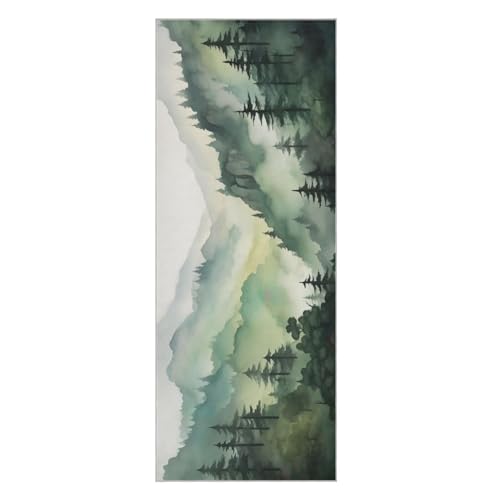 BOESI Yoga Mat Towel, Non-Slip Hot Yoga Towel, Sweat Absorbent and Non-Slip, Lightweight and Easy to Travel, Suitable for Hot Yoga, Pilates and Fitness, Watercolor Forest Pattern