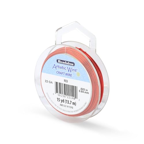 Image of Artistic Wire, 22 Gauge Tarnish Resistant Colored Copper Craft Wire, Red, 15 yd