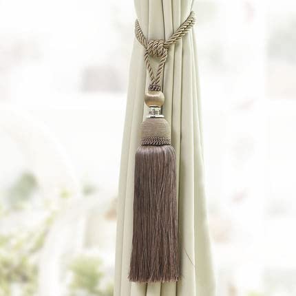 2 pièces/Paire Rideau Gland Brosse Frange embrasses Suspendus Ceinture Balle Cordes Crochet Cintre Rideau Accessoires Attache arrière Sangle Boucle-Kaki