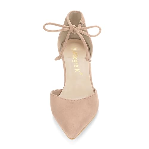 Allegra K Women's Ankle Tie Point Toe Dress Pumps2