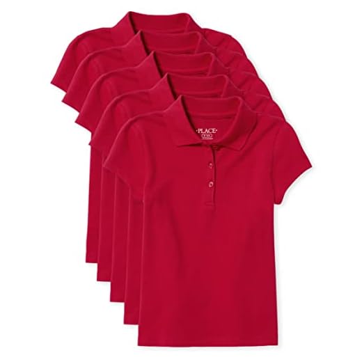 The Children's Place girls Short Sleeve Pique Polo Shirt, Ruby, 5 6 US