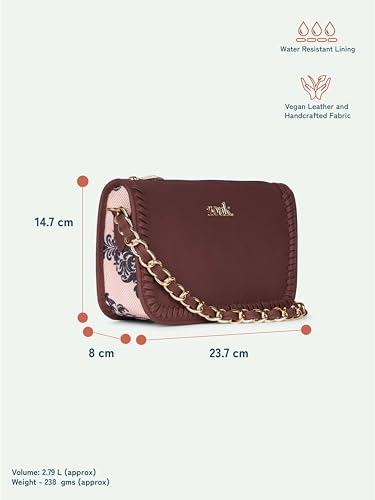 Image of ZOUK Small Shoulder Bag Bag for Women | Stylish Vegan Leather Shoulder Bag with Gold Chain Handle | Water-Resistant | Chic & Handcrafted Purse |