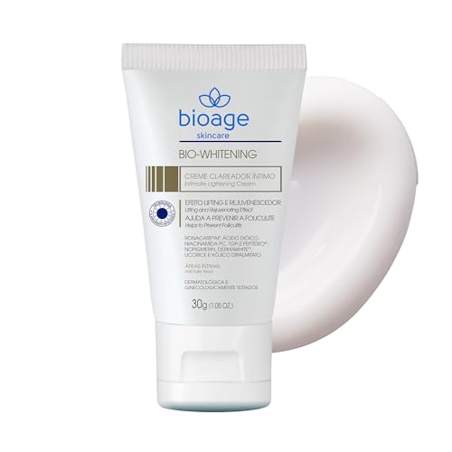 Bioage Bio-Whitening Creme Clareador Íntimo 30g - Creme Clareador de Axilas e Virilha Uniformizador de Tom Hidratante Suave Áreas Sensíveis