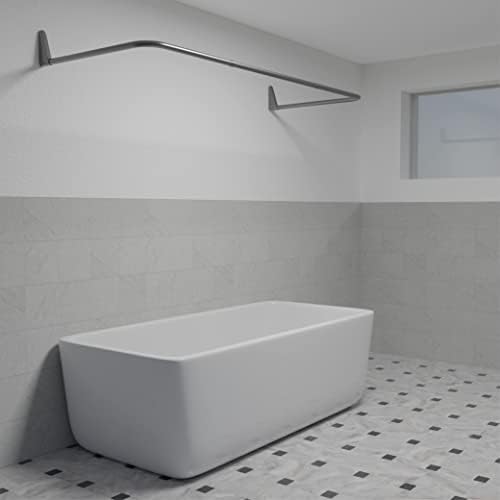 Erica U-shaped Shower Curtain Rod for Bathtubs, 70x165x70 Centimeter, Matte Silver, Wall Mounted Without Need to Fix to the Ceiling, PVC-free Plastic Coating, 100 Percent Rustproof