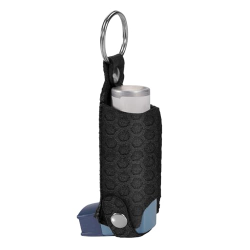 MEDMAX Asthma Inhaler Holder Neoprene Protective Travel Handy Mini Holster Lightweight Carrying Case with Carabiner Clip Inhaler Not Included (Case Only) Black