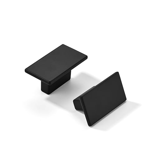 khtumeware 20 Pack Square Zinc Black Cabinet Knobs for Drawers and Cupboards - Screw-On 1-1/2 Inch Diameter Matte Black Finish 5/8 Inch Hole Center