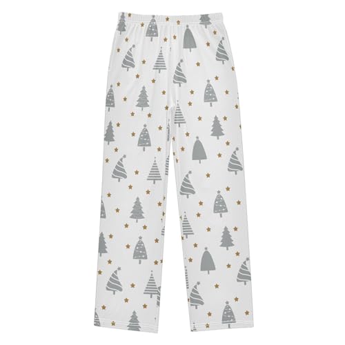 Boys' Pants Grey Christmas Tree Star Long Bottoms Jogger Pants Elastic Waist Trousers with Pockets S-XL