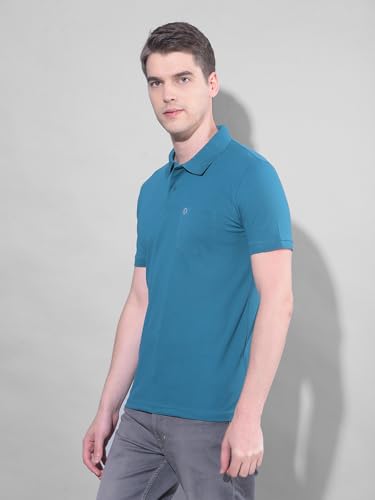 Image of Dollar Men's Pack of 1 Solid Cotton Blend Polo Neck T-Shirt