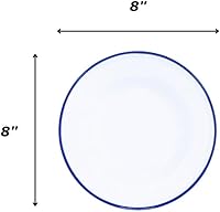 Vista 2 de Enamelware - Plato de ensalada elevado, 8 pulgadas, blanco vintage/negro (individual)