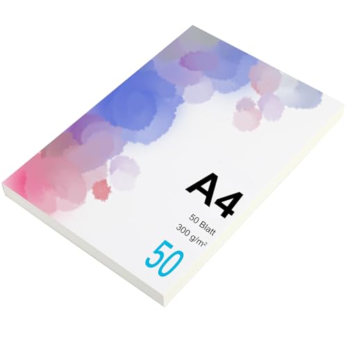 Premium Aquarellpapier 300g/m² I 50 Blatt I Vielseitiger Aquarellblock...