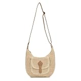 EVEOUT Bolso Bandolera de Paja Tejido para Mujer Verano Casual Boho Bolso de Hombro Rafia Sintética para Playa Vacaciones Diario