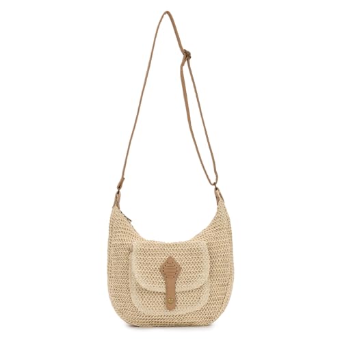 EVEOUT Straw Woven Crossbody Bag Women Casual Summer Boho Faux Raffia Shoulder Bag for Beach Holiday & Daily Use