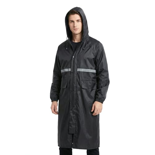 Chubasquero hombre impermeable largo de tela Oxford resistente para lluvia y viento marca TOMSHOO
