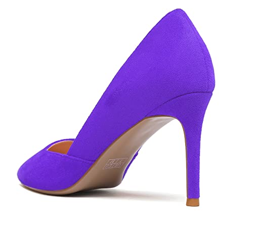 Zamikoo High Heels for Women Pumps 3.5'' Heels Stiletto Closed Toe Slip On Pointed Toe Middle Heels Dress Wedding Party Pumps Ladies Sexy US Size 5 - Size 133