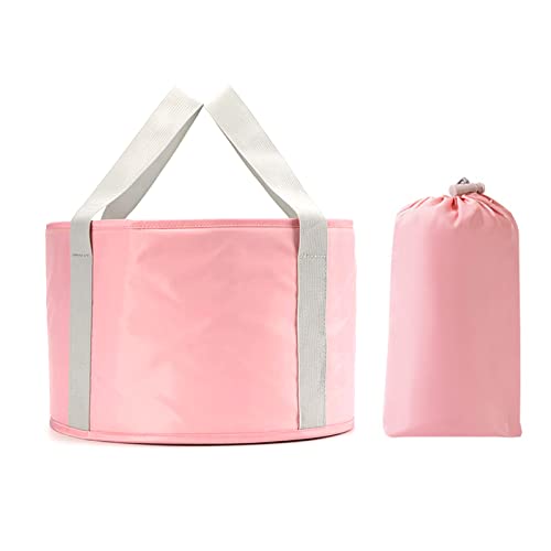 LIONVISON Collapsible Foot Bath Basin, Portable Travel Foot Soak Tub for Soaking Feet, Large Multifunctional Collapsible Home Pedicure Foot Spa Bucket for Travel, Camping, Washing, Storage (Pink)