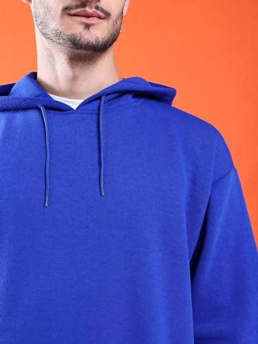 Image of The Indian Garage Co Men Regular Fit Solid Overhead Hooded Sweatshirt