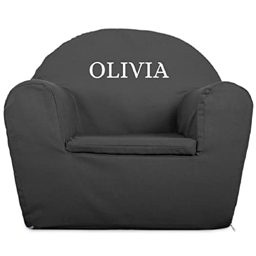YourSurprise Fauteuil pour Enfant personnalisé - Fauteuil personnalisé avec prénom, en Coton; Convient aux Enfants de 1 à 4 Ans (Gris)