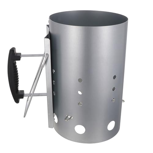 VILLCASE Ciminiera Accendi Carbonella Galvanizzata per Barbecue Esterno con Manico in Nylon Antiscottatura Starter Rapido per Fornello Carbonella Braciere e Focolare Barbecue