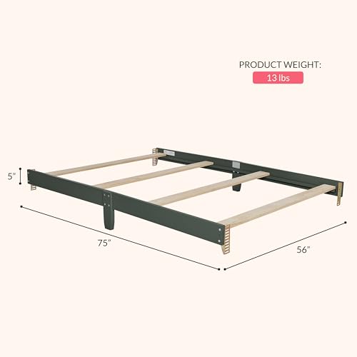 Image of Dream On Me Universal Crib to Full Size Bed Conversion Kit, Solid Wood Bed Rails for Select Convertible Cribs, Strong & Stable Support, Forest Green