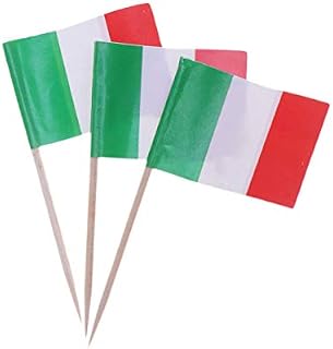 BESPORTBLE 100pcs Italy Flag Italian Small Stick Mini Hand Held Flags Decorations Mini Stick Cupcake Toppers Country Picks for Cocktail Food Bar Cake Flags Party Favors Supplies (3.5 * 2.5 * 6.5cm)